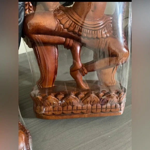 Cambodian Apsaras Dancing Carved Wood - Picture 8 of 12